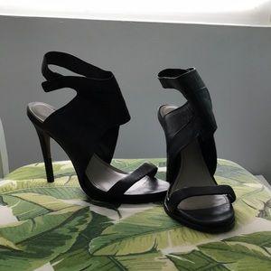 Pour La Victoire Leather Ankle Button Heels